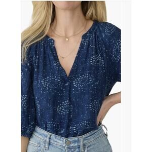 Faherty Seacliff Top Womens Medium Blue Indigo Isle Cotton Gauze Floral NWT